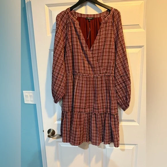 Madewell Seersucker Wrap Mini Dress NWT size XL - Picture 6 of 9